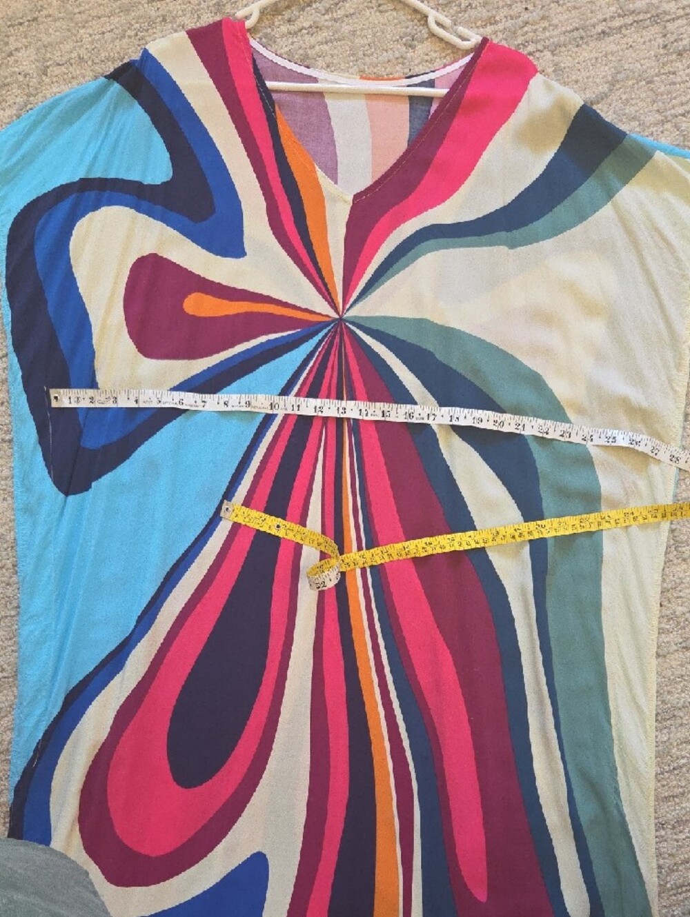 Vibrant Swirl Maxi Caftan in Pink, Blue, Cream - Picture 4 of 8